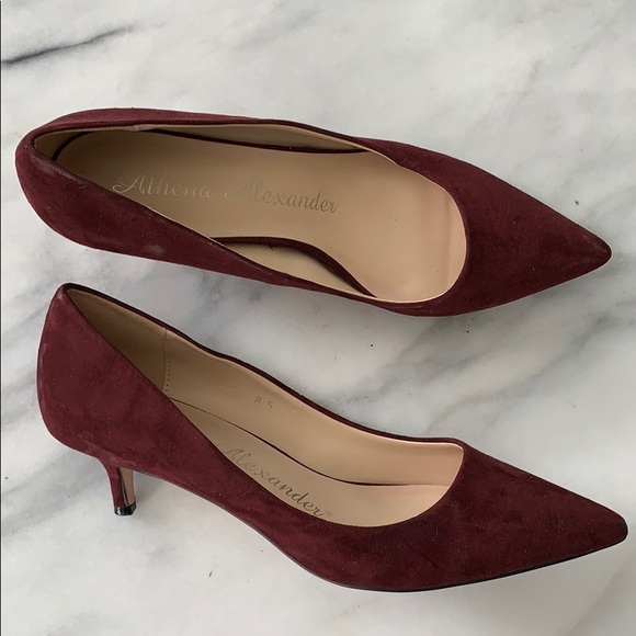 burgundy kitten heel shoes